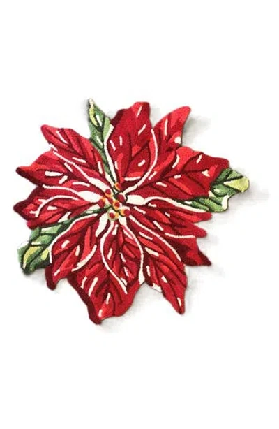 R16 Home Poinsettia Flower Indoor/outdoor Doormat In White Red Green
