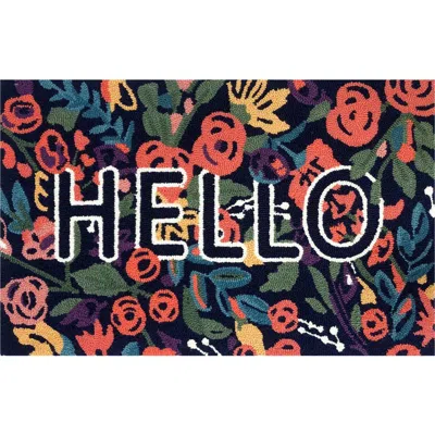 R16 Home Reba 'hello' Indoor/outdoor Doormat In Blue Multi