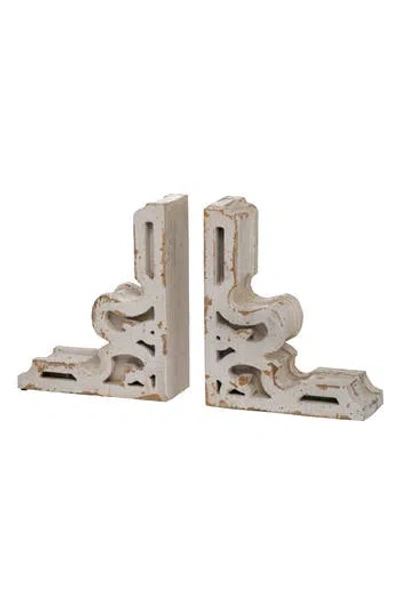 R16 Home Rustic Wood Bookends In White