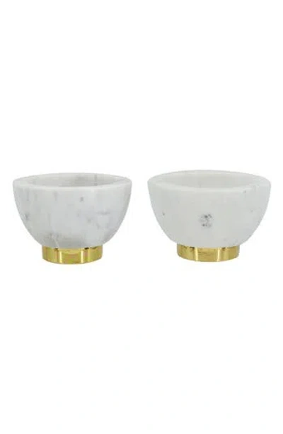 R16 Home Set Of 2 Marble Bowls In White/ Gold