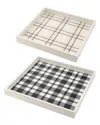 R16 Home Set Of 2 Plaid White Decorative Trays