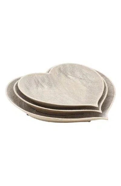 R16 Home Set Of 3 Heart Plates In Brown