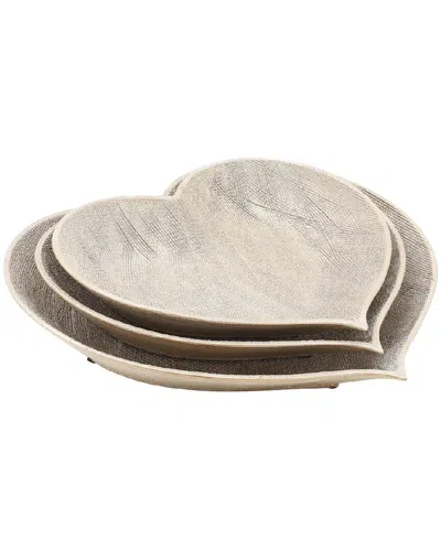 R16 Home Set Of 3 Heart Plates In Neutral