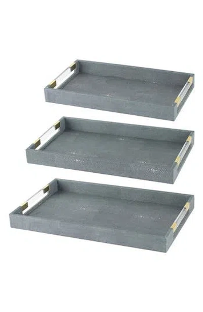 R16 Home Set Of 3 Margo Trays With Lucite Handles In Gray