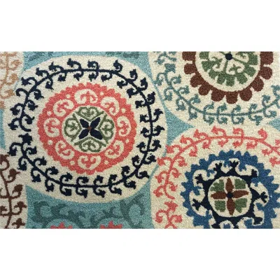 R16 Home Shayla Medallion Indoor/outdoor Doormat In Aqua Multi