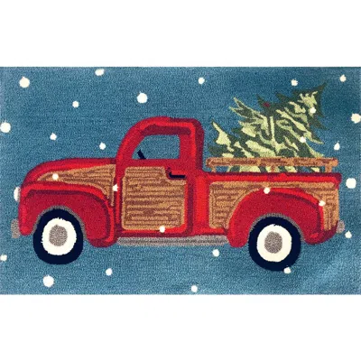 R16 Home Vintage Holiday Truck Doormat In Denim Multi