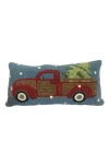 R16 Home Vintage Holiday Truck Indoor/outdoor Throw Pillow In Denim Multi