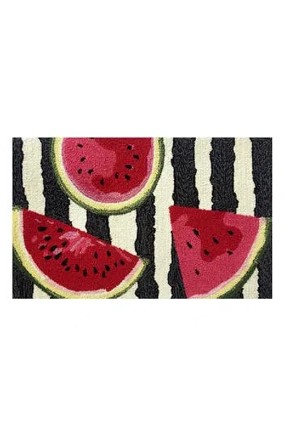 R16 Home Watermelon Stripe Door Mat In Black Red White