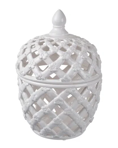 R16 Home White Lidded Jar In Silver