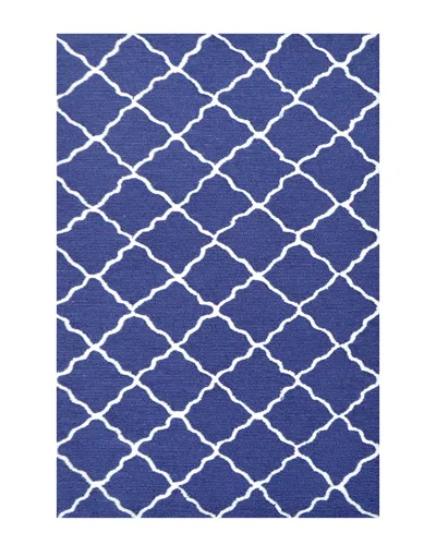 R16 Lattice Hand-made Contemporary Rug In Blue