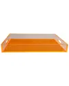 R16 Neon Orange Square Lucite Tray In Orange