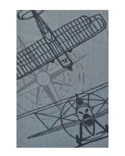 R16 Outline Plane Hand-made Contemporary Rug In Blue