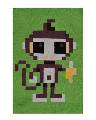 R16 Pixel Monkey Hand-made Rug In Multi