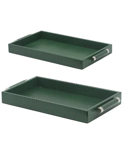 R16 Set Of 2 Croc Trays In Green