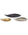 R16 Set Of 3 Metallic Nalu Trays In Gold