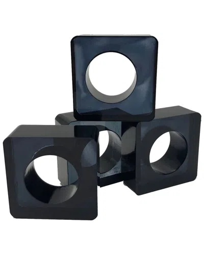 R16 Smoke Napkin Ring Set In Black