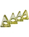 R16 Yellow Triangle Napkin Ring Set In Yellow