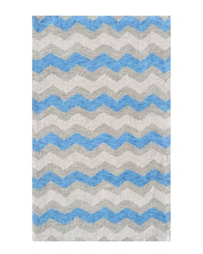 R16 Ziggy Hand-made Cotton Contemporary Rug In Blue