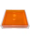 R16 _orange Encased Lucite Tray In Clear