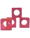 R16 _(set Of 4)pink Sq Napkin Ring In Pink