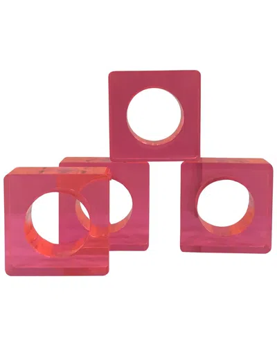 R16 _(set Of 4)pink Sq Napkin Ring