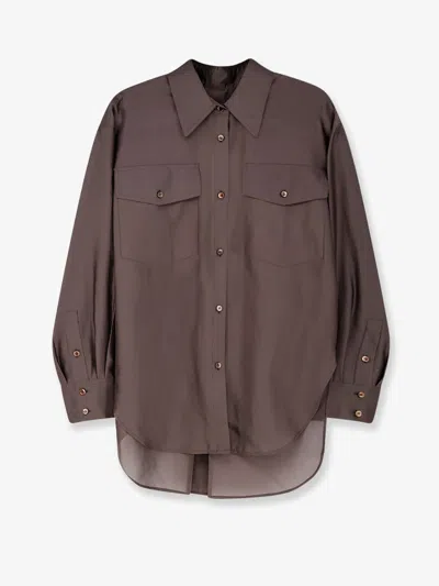 R2w Amora Organza Shirt In Brown