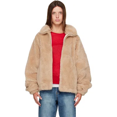 R2w Beige Falco Oversized Wool Slik Jacket In Brown