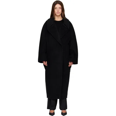 R2w Black Treho Double Breasted Coat