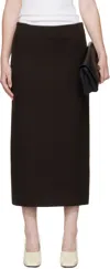 R2w Brown Mullin Wool Midi Skirt In Brown