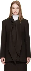 R2w Brown Mullin Wool Scarf Jacket In Brown