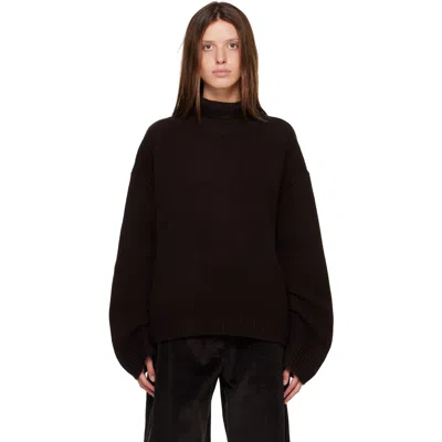 R2w Brown Straight Hem Turtleneck In Dark Brown