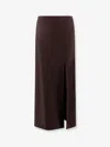 R2w Ciel Wool Blend Midi Skirt In Brown