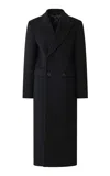 R2w Double-breasted Wool Coat In Black