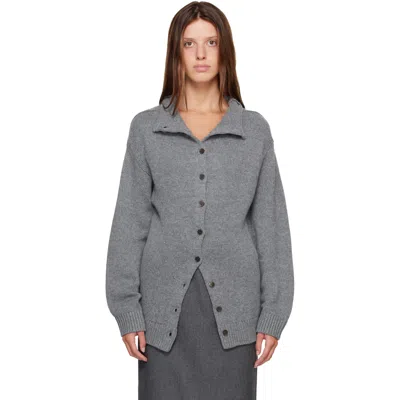 R2w Gray Anthea Wool Cash Button Cardigan