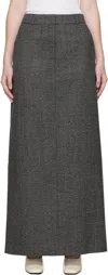 R2w Gray Arina Wool Maxi Skirt In Gray