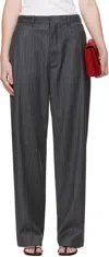 R2w Gray Lopez Striped Trousers In Gray