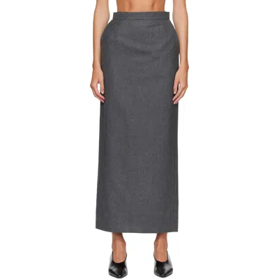 R2w Gray Melonia Wool Maxi Skirt