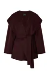 R2w Hooded Wool Half Coat In Burgundy