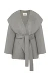 R2w Hooded Wool Half Coat In Grey