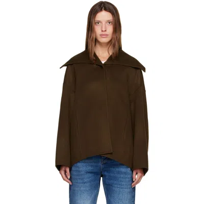 R2w Khaki Nenka Wool Cash Sailor-collar Jacket In Brown