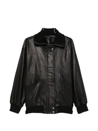 R2w Leather Jacket In Black