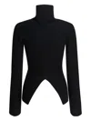R2w Lesley Roll-neck Split-back Sweater In Black