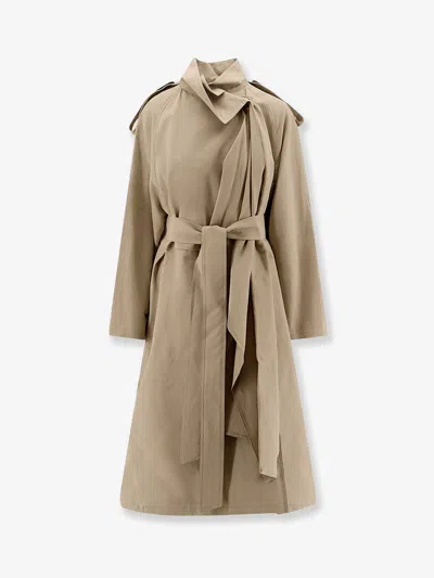 R2w Lumira Linen And Cotton Trench In Brown