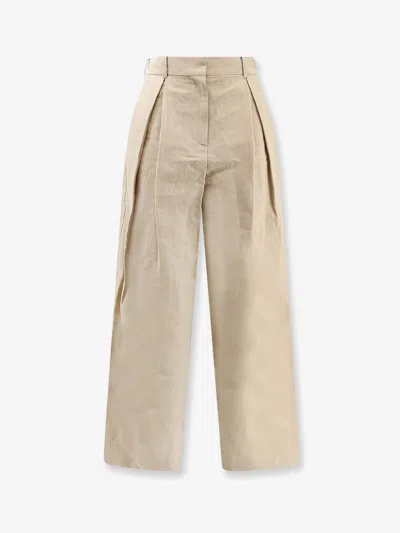 R2w Lumira Linen And Cotton Trousers In Brown