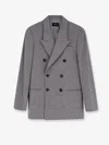 R2w Manes Wool Blend Double-breasted Blazer In Gray