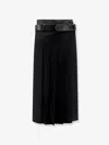 R2w Nayla Pleated Wool Trousers Skirt In Black