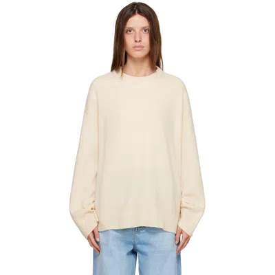 R2w Off-white Rasmo Wool Cash Round Sweater In Butter
