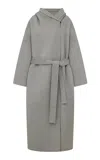 R2w Oversized Hooded Wool Coat In Grey