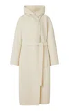 R2w Oversized Hooded Wool Coat In Ivory