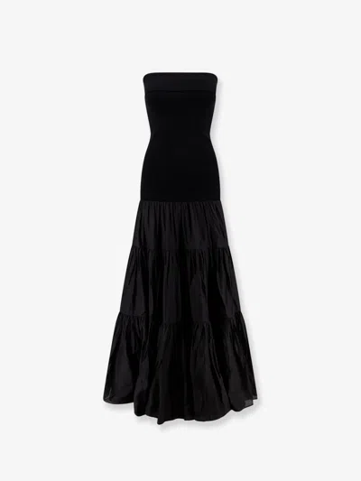R2w Pev Off Shoulder Long Dress In Black